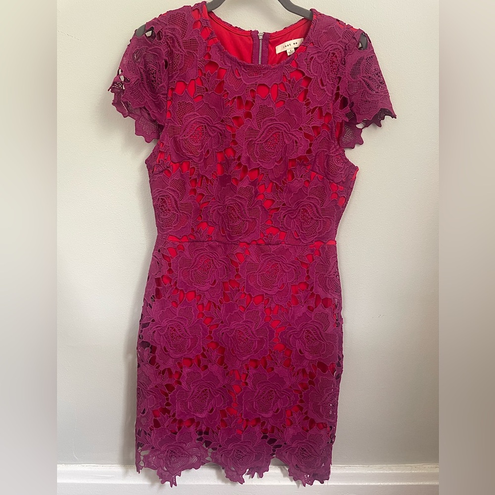 Elegant Red and Purple Lace Dress for any Event, Formal, Wedding, or Date Night